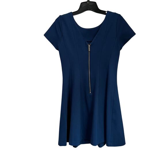 Banana Republic Blue Knit Ponte Short Sleeve Career Style Skater Dress Size 4 - Picture 2 of 7